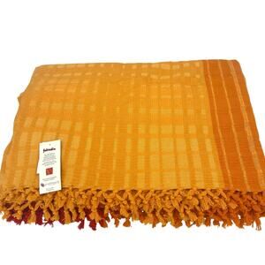 Fabindia mustard red handcrafted coverlet
